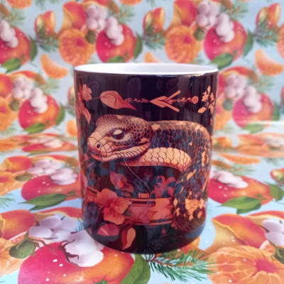 Кружка 300 мл керамика Змея символ мудрость и прорицания №0001 (белая)