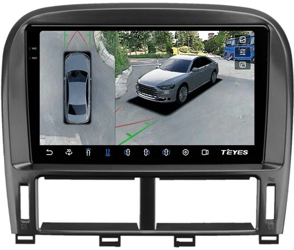 Магнитола для Lexus LS430 Toyota Celsior XF30 2000-2006 (ШГУ цветной) - Teyes CC3-2K-360 монитор 9.5" 2K QLED на Android 10, 6Гб+128Гб, CarPlay, 4G SIM-слот, 4 камеры в комплекте