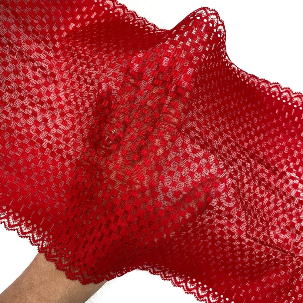 Кружево эластичное красное 22 см