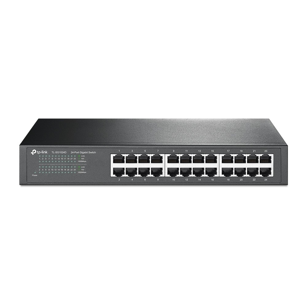 Коммутатор TP-Link TL-SG1024D Коммутатор с 24 гигабитными портами для размещения на столе или в стойке