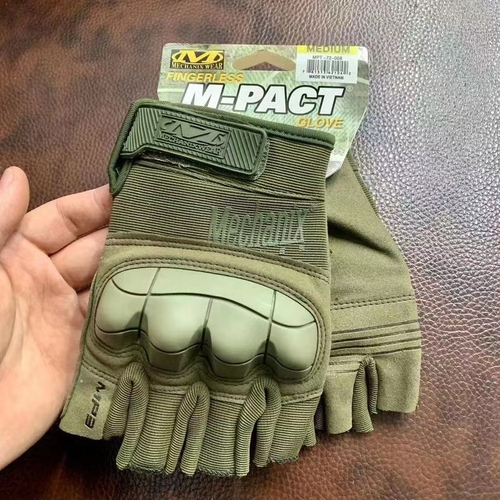 Перчатки механикс беспалые с кастетом MPACT 2102 - Оливковый