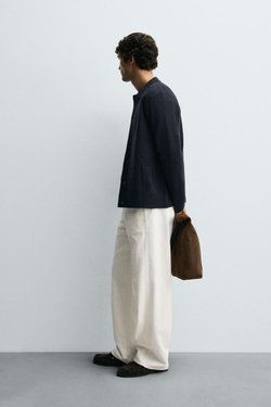 ZARA КАРДИГАН ИЗ РЕЛЬЕФНОЙ ТКАНИ С КАРМАНАМИ, МОРСКОЙ СИНИЙ