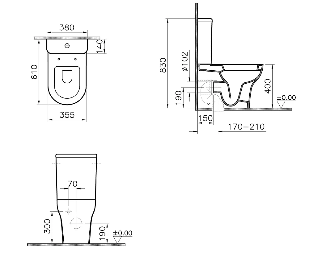 Унитаз Vitra ZENTRUM 9012B003-7226 с бачком, с крышкой микролифт, белый