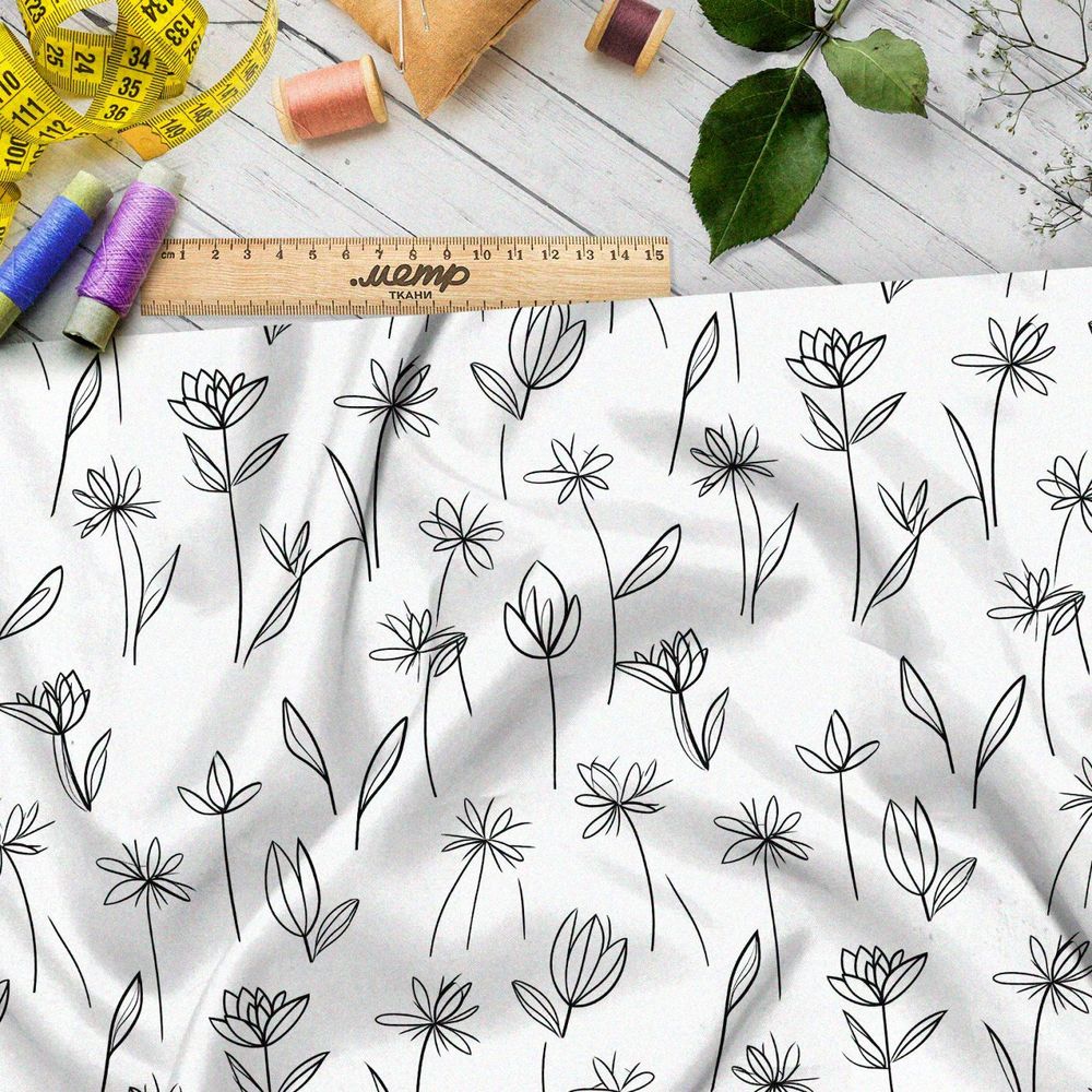 Ткань Ниагара Софт растительный набросок