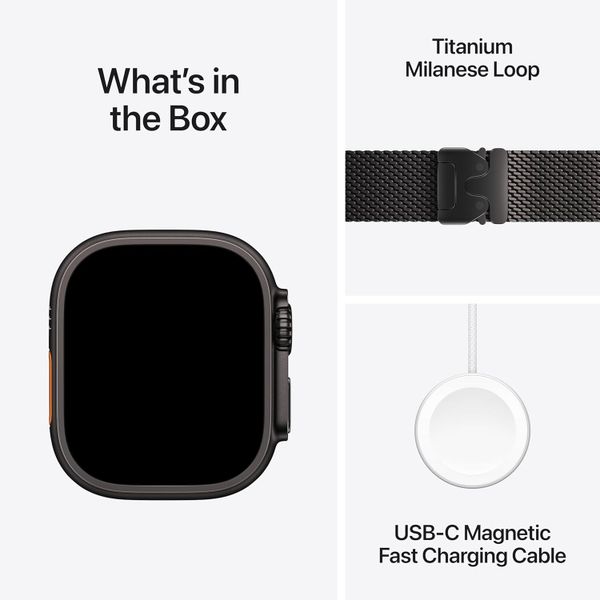 Умные часы Apple Watch Ultra 3 49 мм черный титан, миланский сетчатый браслет черного цвета (L)