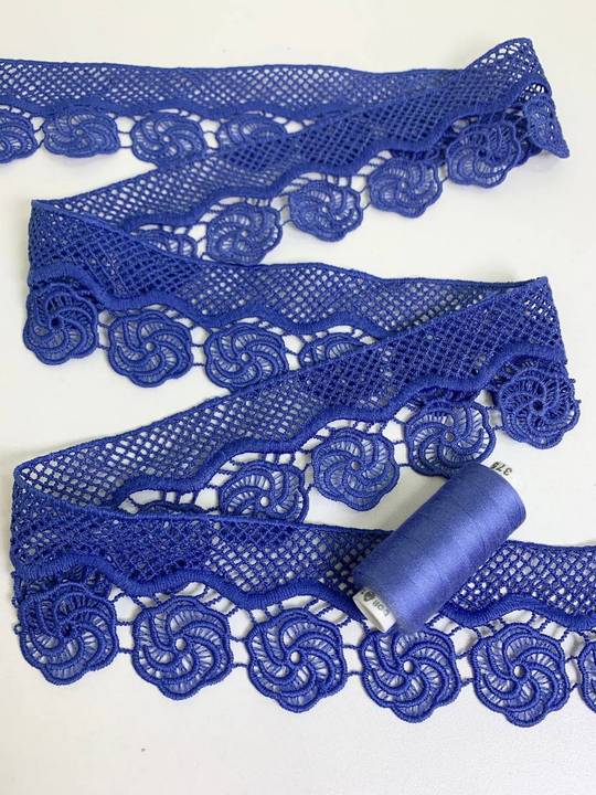 Тесьма плетеная,  5,5см, синий, плотная AF