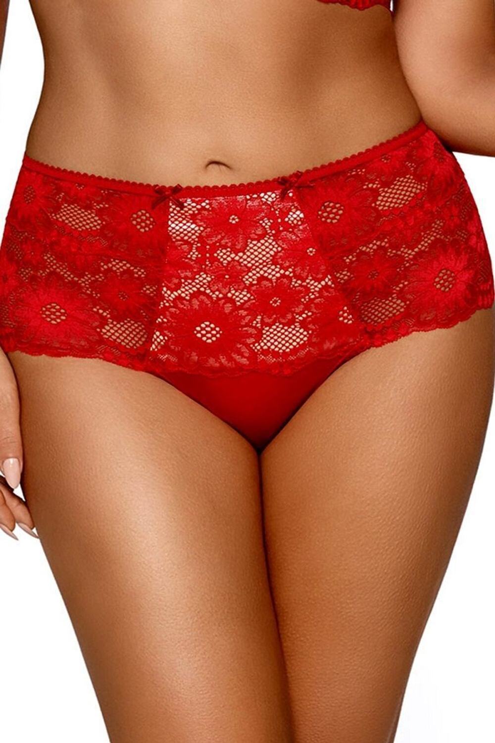 Трусики-кюлоты из эластичного гипюра (Размер: L) (Цвет: красный)