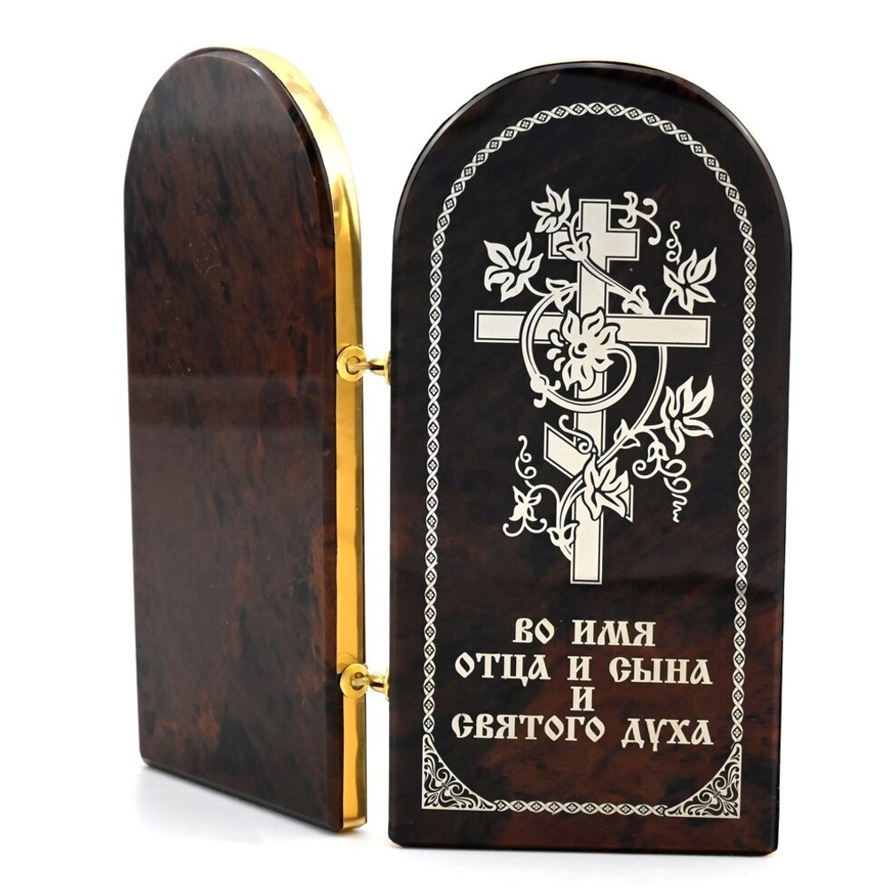 Икона из обсидиана книжка двойная "Иисус молитва" 60*120 мм