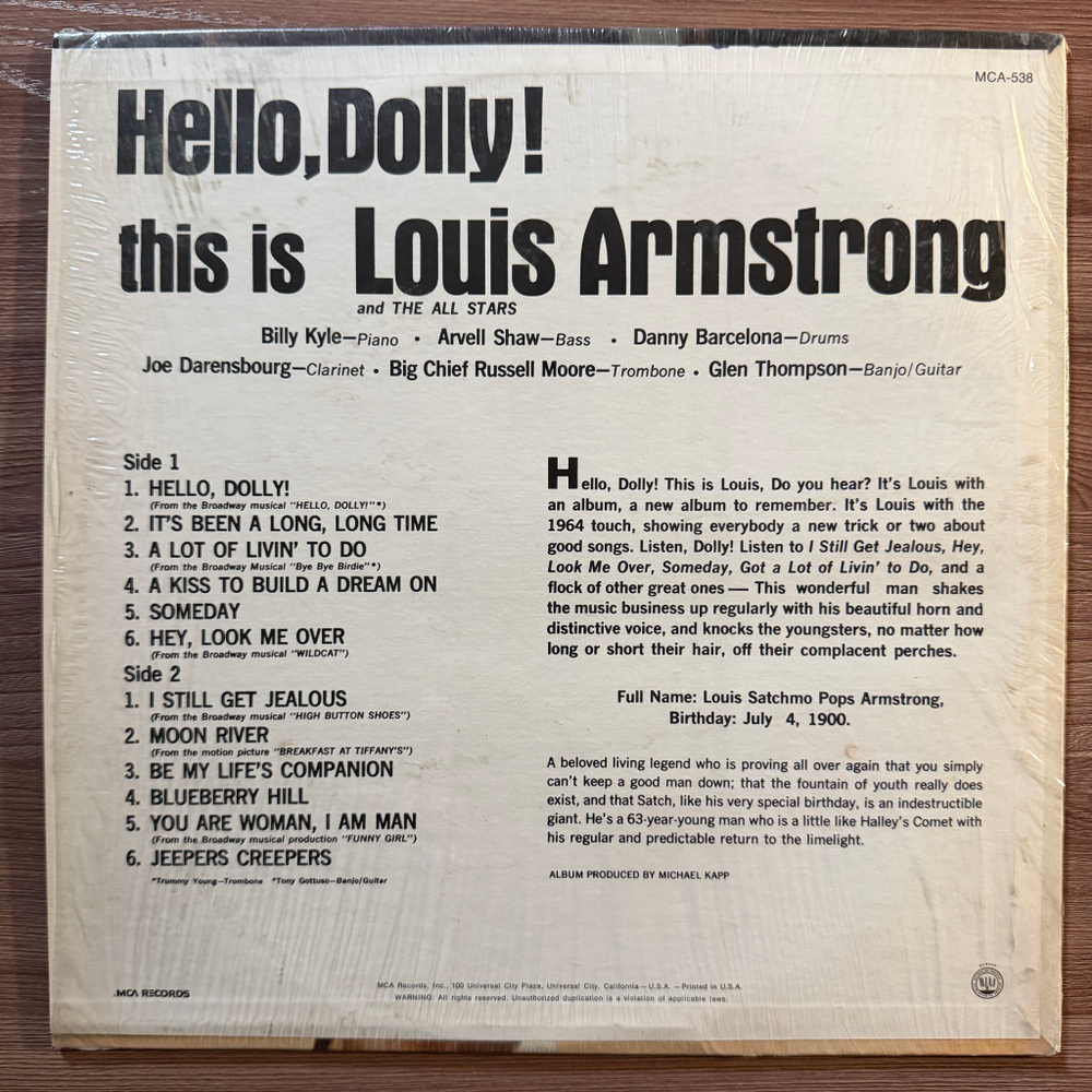 Louis Armstrong ‎– Hello, Dolly! (США 1977г.) Т