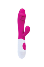 Вибратор для G-точки с клиторальным стимулятором A-Toys Area (10 режимов,18.5 см) (Цвет: розовый с белым)