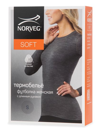 Термобелье женское футболка Norveg Soft  с длинным рукавом 15SW1RLRU-014,серый меланж