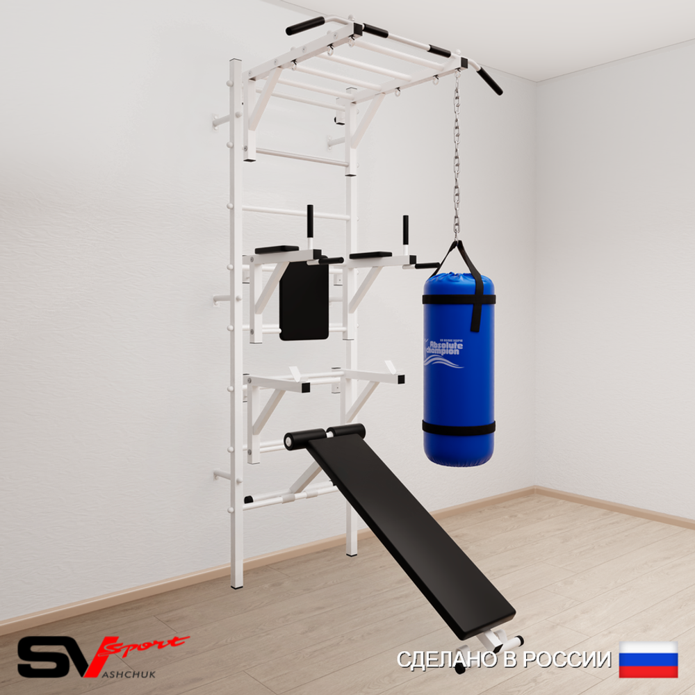 Шведская стенка Sv Sport 5261 (Турник рукоход/Брусья/Стойка/Скамья/Цепь/Мешок 15кг)
