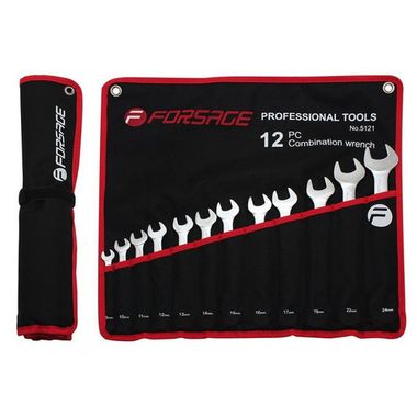 Ключи комбинированные Forsage, набор 12пр. (8, 10-17, 19, 22, 24мм) на полотне 5121