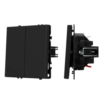 Механизм выключателя двухклавишный проходной SWT-NOBE-MKP2-SFPL-BK (230V, 10A) (Arlight, Черный оникс) 054255