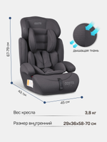 Автокресло детское Farfello Costa CS-003 группа 1/2/3 (9-36) темно-серый