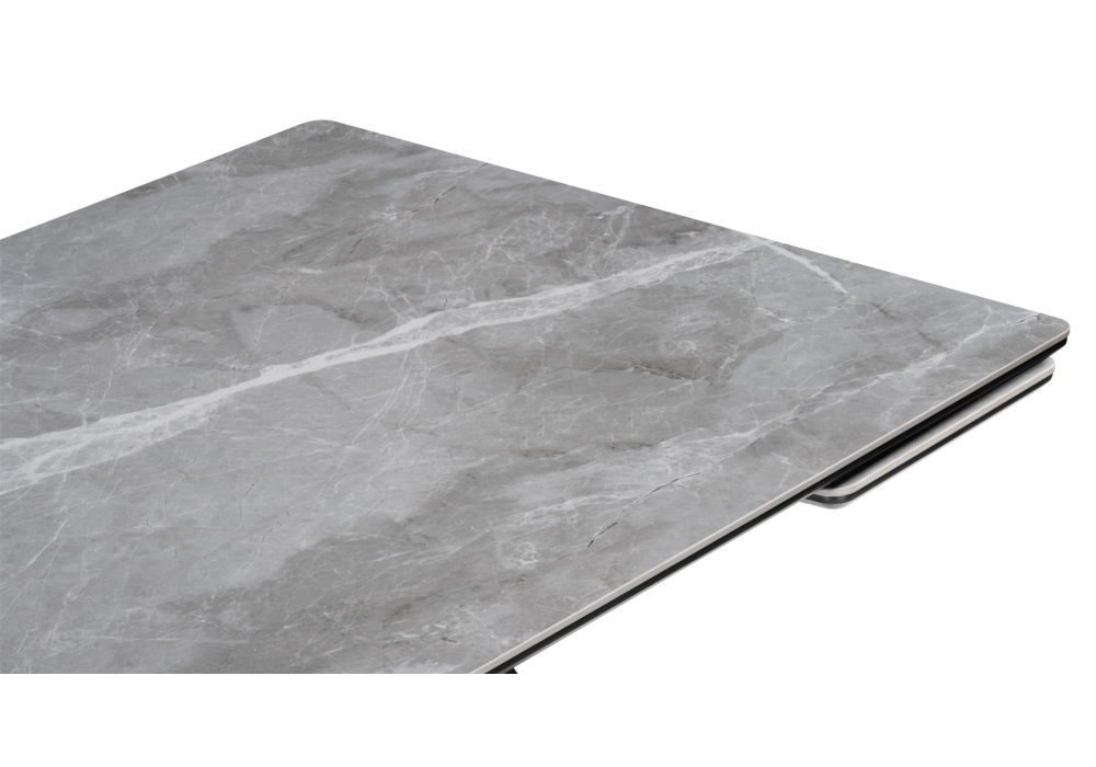 Керамический стол Woodville Дарвин 160(220)х89 серый мрамор larka grey, черный