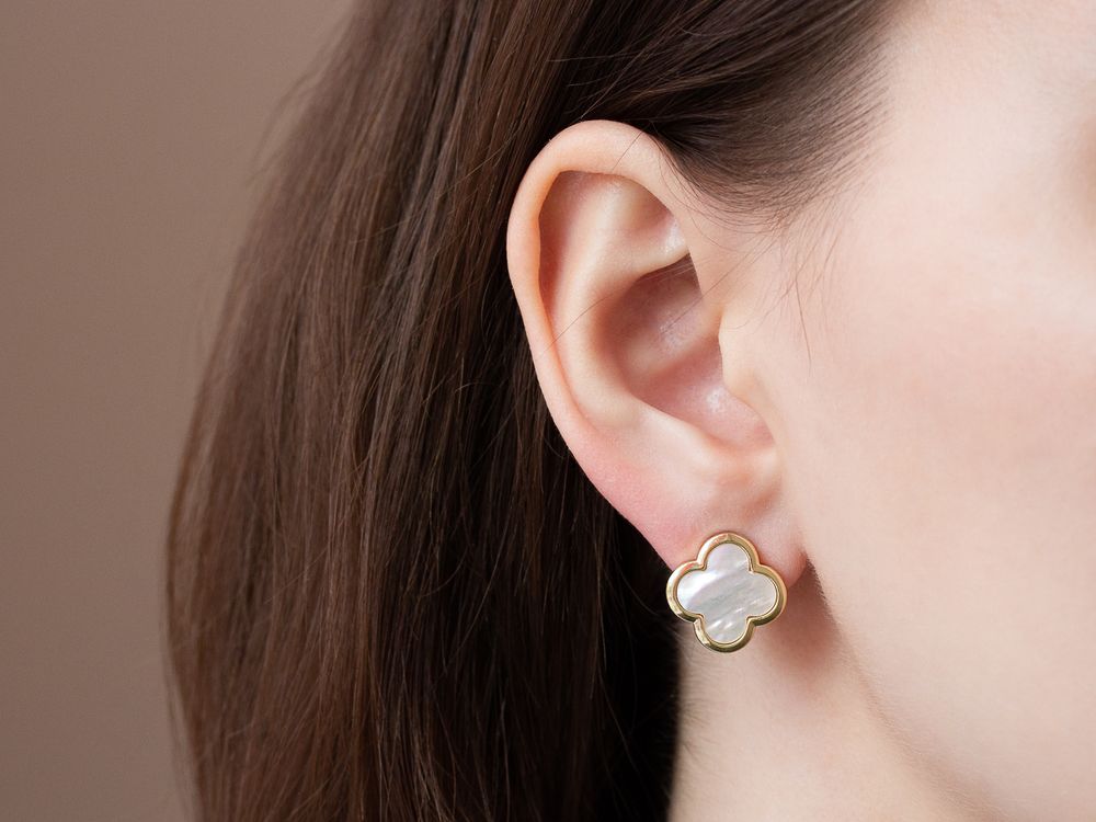 Серьги Клевер с перламутром