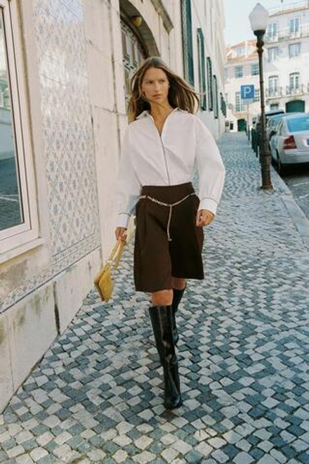 ZARA БЕРМУДЫ С РЕМНЕМ, КОРИЧНЕВЫЙ