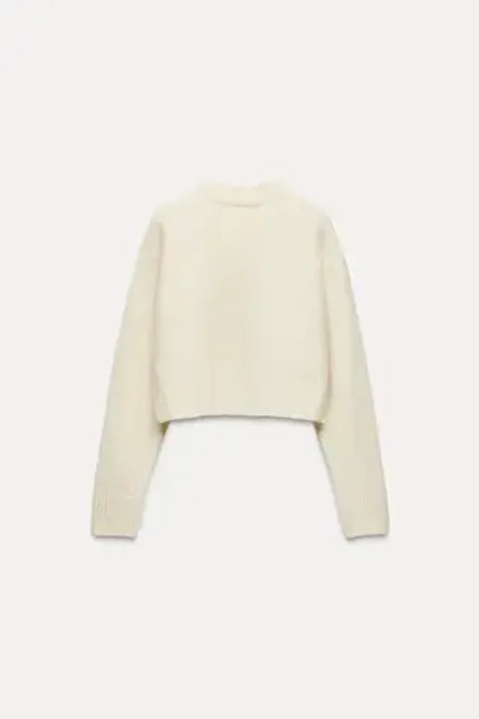 ZARA УКОРОЧЕННЫЙ СВИТЕР ИЗ МЯГКОЙ ТКАНИ, ЭКРЮ