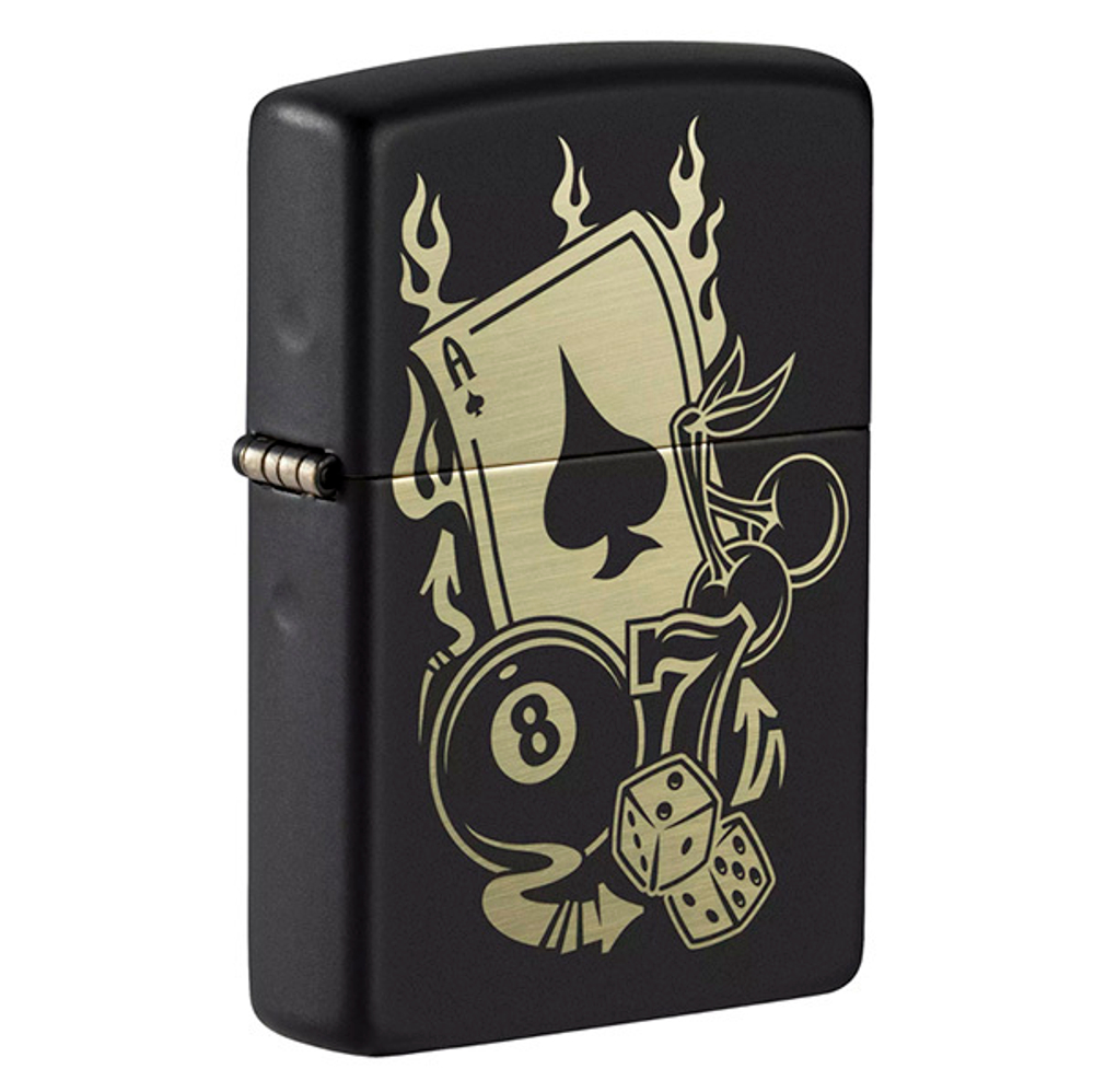 Зажигалка Zippo Gambling Design с покрытием Black Matte