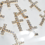 Подвеска "Крестик" с бейлом, фианиты, позолота, 28*18мм