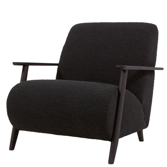 Черное кресло в скандинавском стиле в обивке из черного букле от испанской фабрики La Forma в магазине Hallberg.ru.