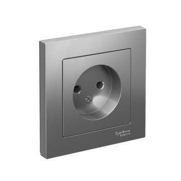 Розетка 1-м СП AtlasDesign 16А IP20 без заземл. в сборе сталь SE ATN000940