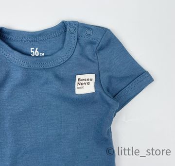 Боди хлопковое "Basic" Синий камень, с коротким рукавом