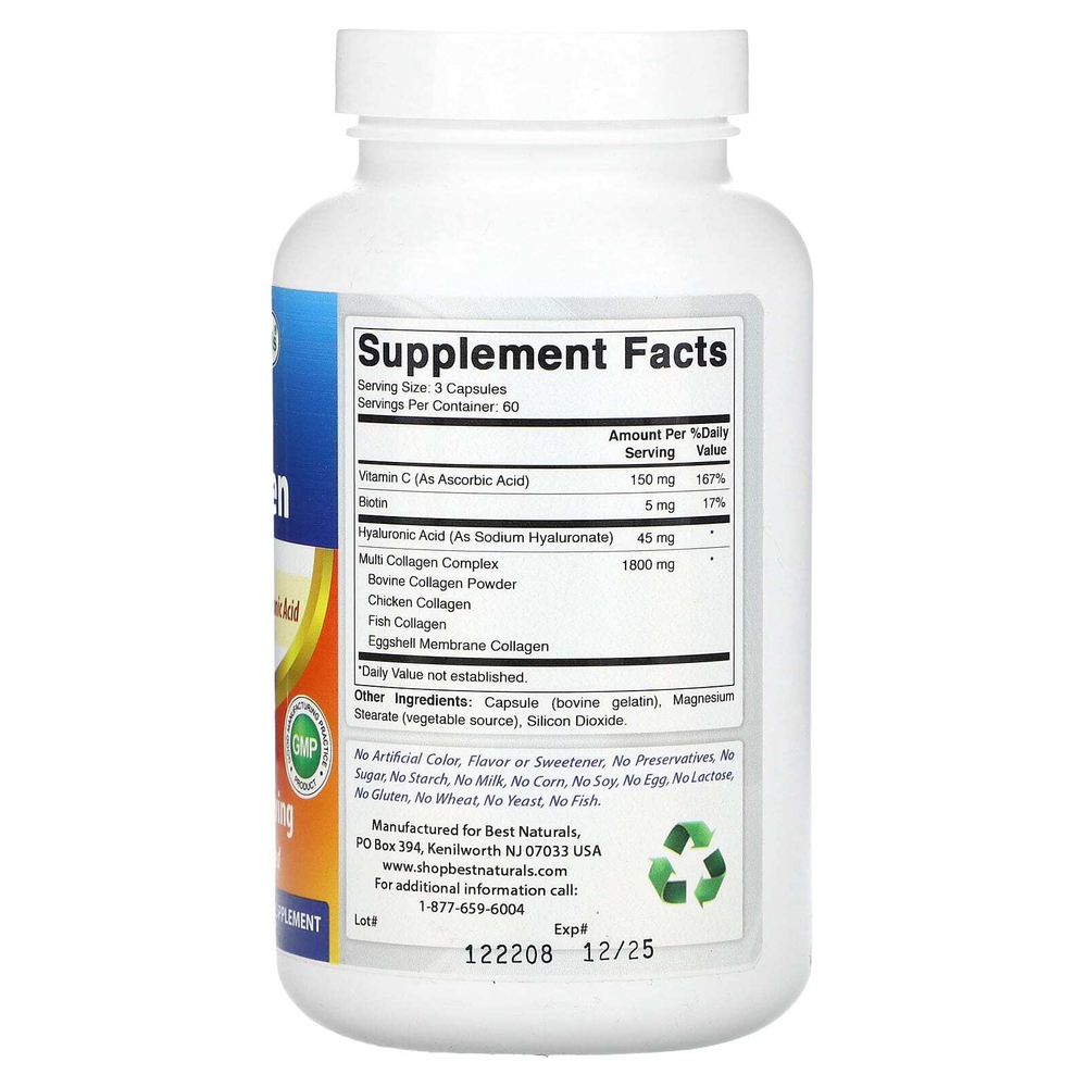Best Naturals, Мультиколлаген, 180 капсул