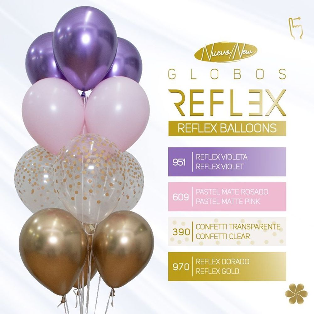 Шар (12"/30 см) Reflex, Зеркальный блеск, Фиолетовый  (951), хром 10 шт.