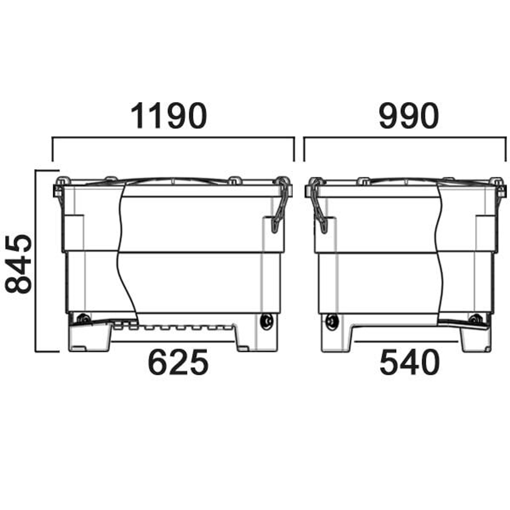 Контейнер 640 л на подставке Анион 640 л. прямоугольный (1190x990x845см;белый) - арт.559517