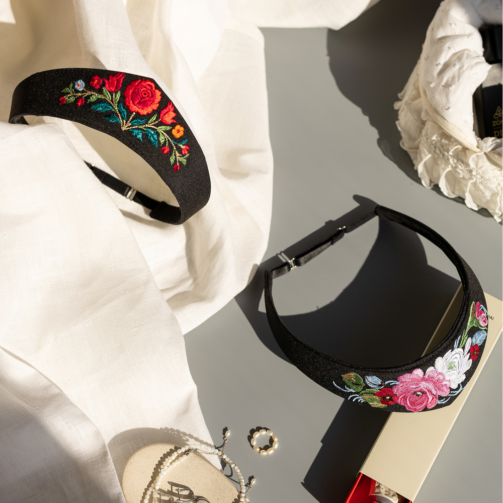 Ободок-кокошник с вышивкой «Розы»