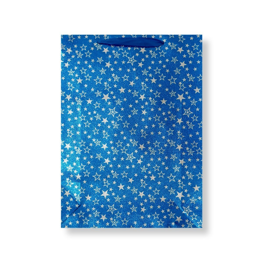 Пакет подарочный бумажный 34*26*8,5 см "Звезды на синем", ламинация