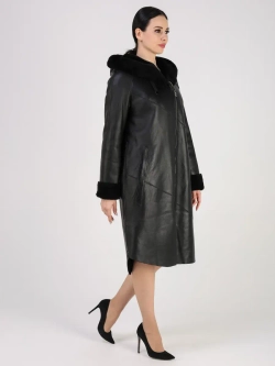 Дубленка зима натуральная удлиненная с капюшоном