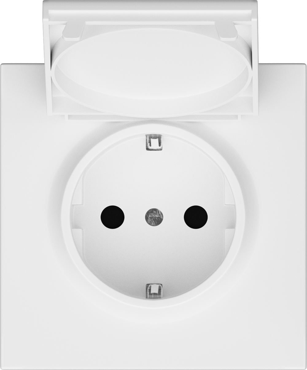 Накладка для розетки Schuko с заземлением, с крышкой, 16A 250 В~, матовый белый, серия R98