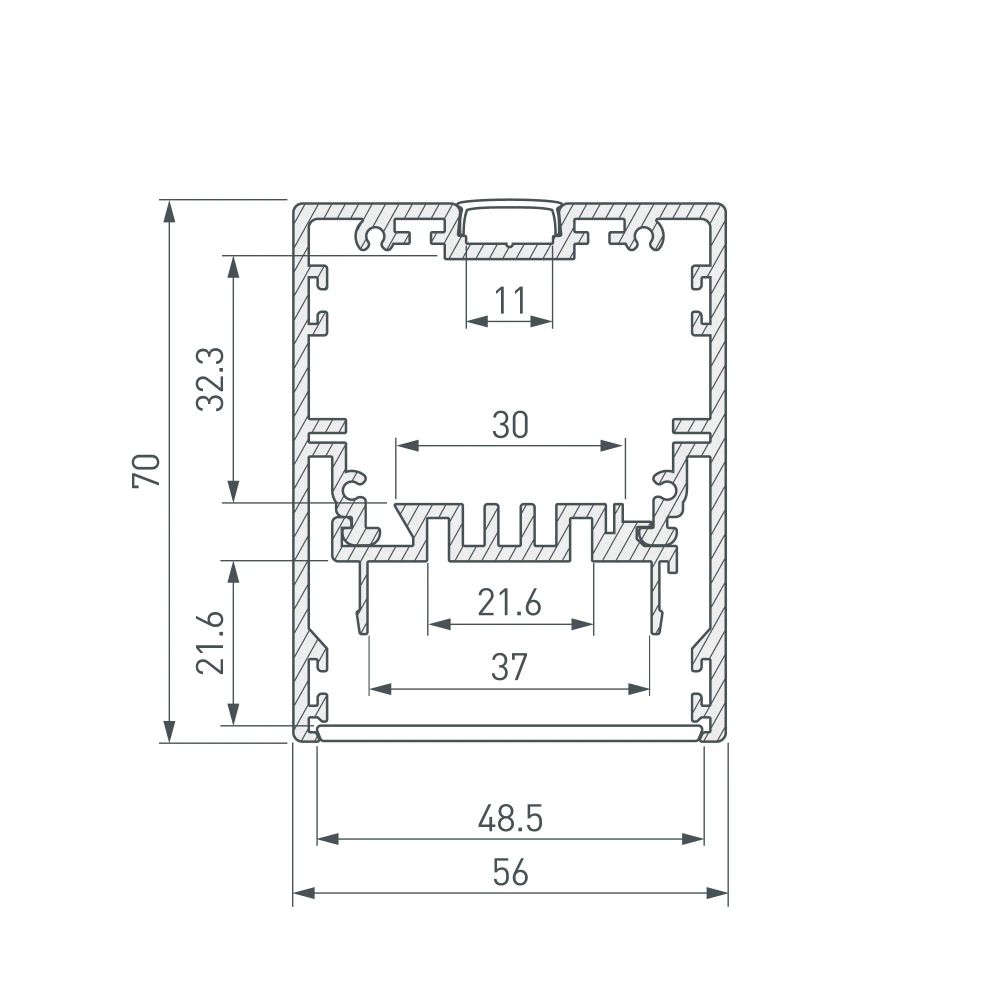 Профиль KLUS-POWER-W50-2000 ANOD (Arlight, Алюминий) 030303