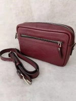 Сумка женская через плечо натуральная кожа бордовая