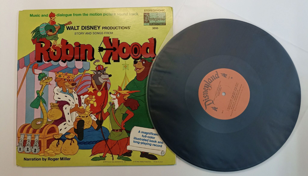 Винтажная виниловая пластинка LP Сказка Робин Гуд Дисней Story And Songs From Robin Hood (На английском языке) (USA 1973)