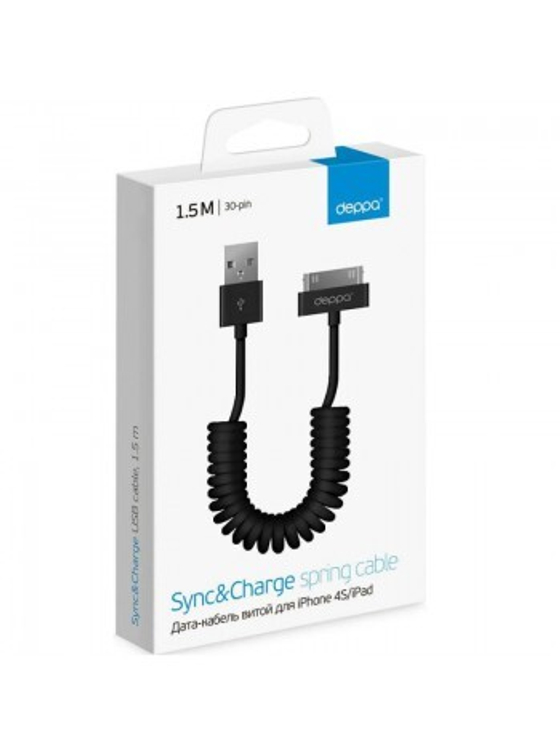 Deppa USB - Apple 30-pin 1.5m черный (72119) Кабель