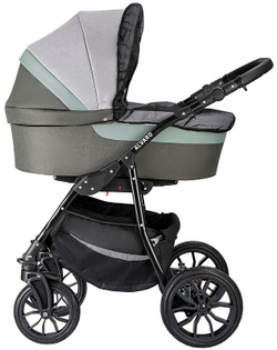 Детская коляска Alis Alvaro F 3 в 1 Al 10 т.серый+св.серый+шалфей кожа