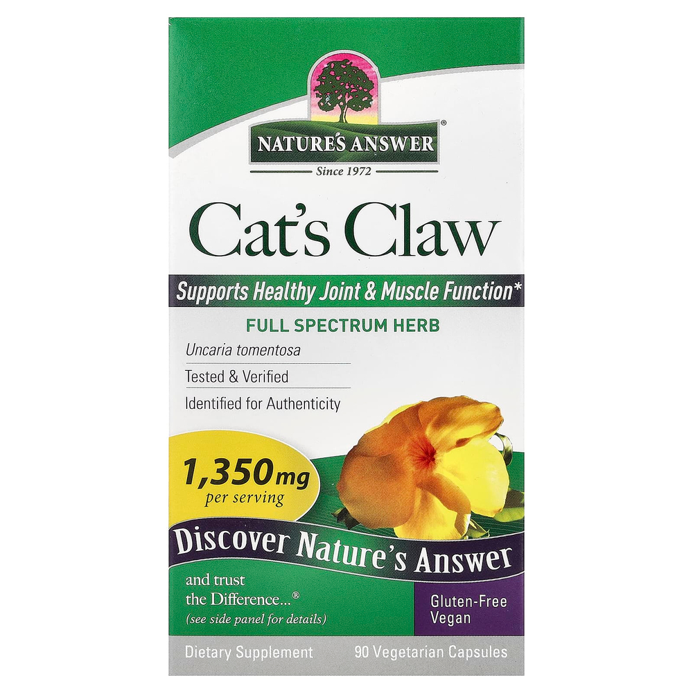 Nature's Answer, кошачий коготь, 90 вегетарианских капсул (450 мг в 1 капсуле)