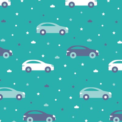 Buy kids fabric small cars teal