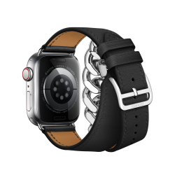 Apple Watch Hermès - 41mm Noir Swift Leather Gourmette Metal Double Tour