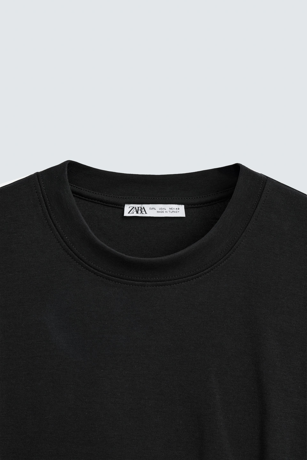 ZARA ФУТБОЛКА RELAXED FIT INTERLOCK, ЧЕРНЫЙ