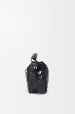 Loewe Маленькая сумка Puzzle Featherlight из страусиной кожи, черный