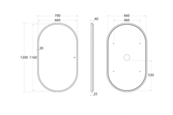 Зеркало с подсветкой "Bari 700х1200" AM-Bar-700-1200-DS-F