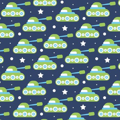 Купить детскую ткань с военными машинками. Принт Танки и звезды. Kids fabric with military tanks.