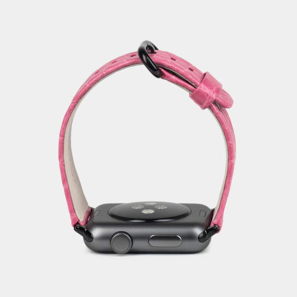 Ремешок для Apple Watch 44/45/46 mm из кожи аллигатора, розового цвета