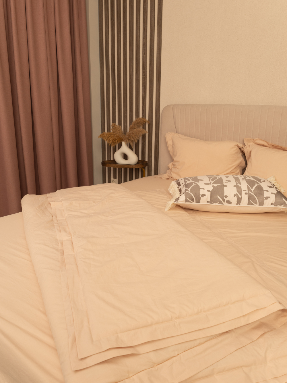 Наволочка из варёного хлопка, персиковый