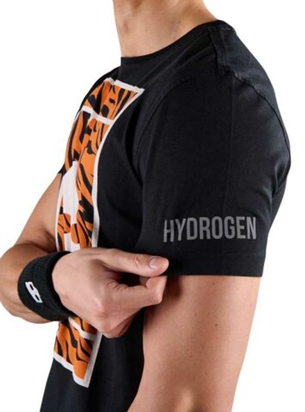 Мужская теннисная футболка Hydrogen Court Cotton T-Shirt - black/orange tiger